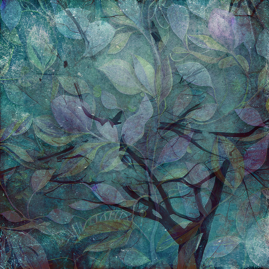 Midnight Tree emotive collage Digital Art by Bonnie Bruno