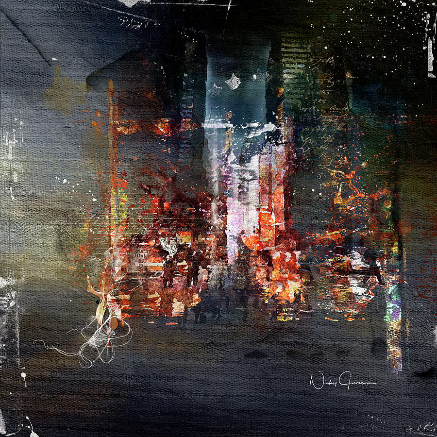 Midnight Walk Downtown Mixed Media by Nicky Jameson