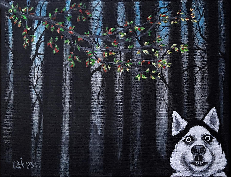 Midnight Walk with the Dog Painting by Elaine Berger
