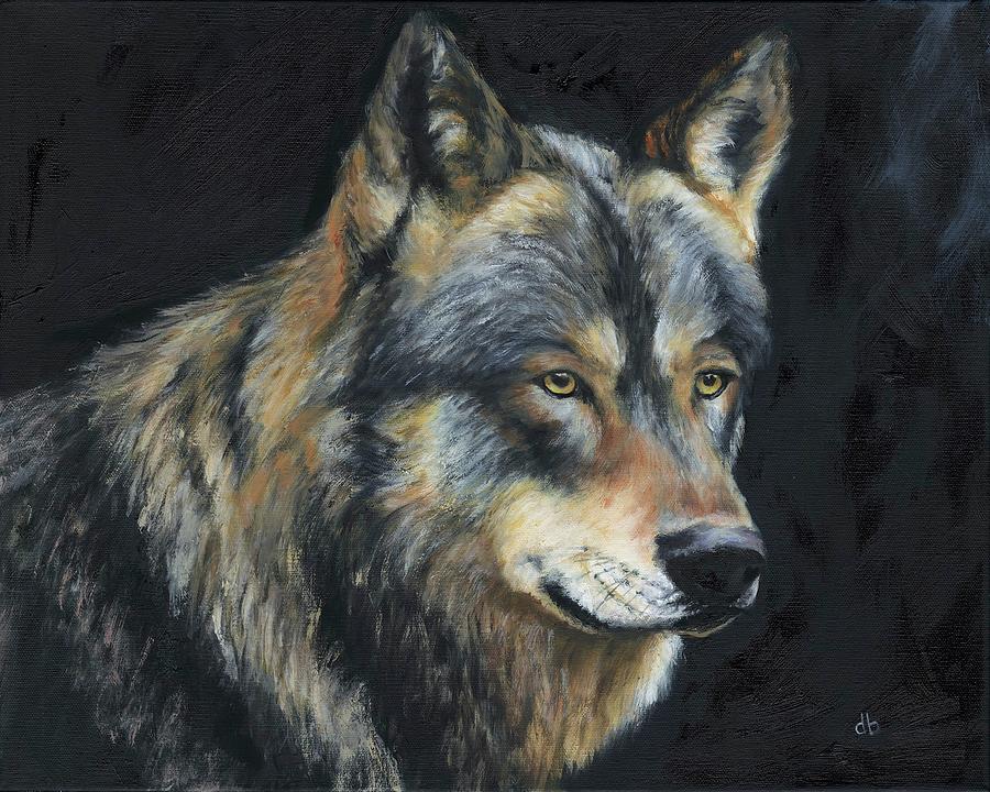 Midnight Wolf Painting by Deborah Butts