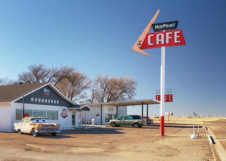 Midpoint Cafe - Route 66 - Adrian, Texas Photograph by Susan Rissi Tregoning