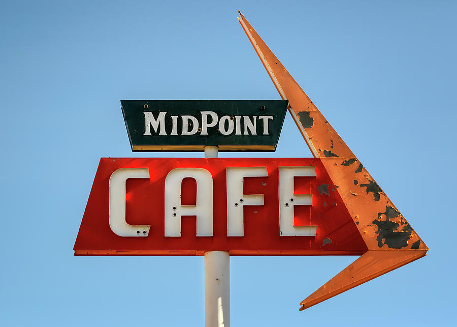 MidPoint Cafe Sign - Route 66 - Adrian, Texas Photograph by Susan Rissi Tregoning