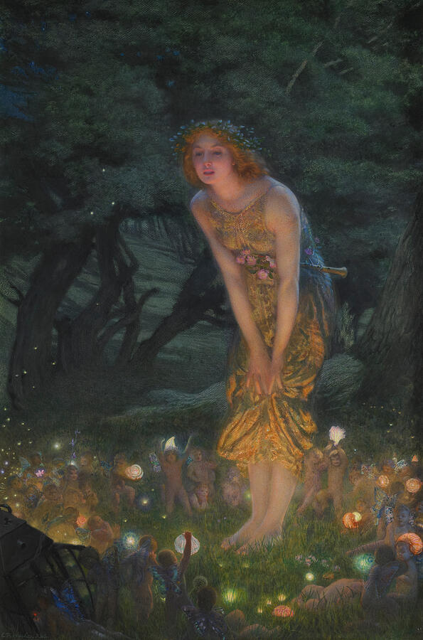 Midsummer Eve, from circa 1908 Painting by Edward Robert Hughes Midsummer Eve, from circa 1908 Painting by Edward Robert Hughes