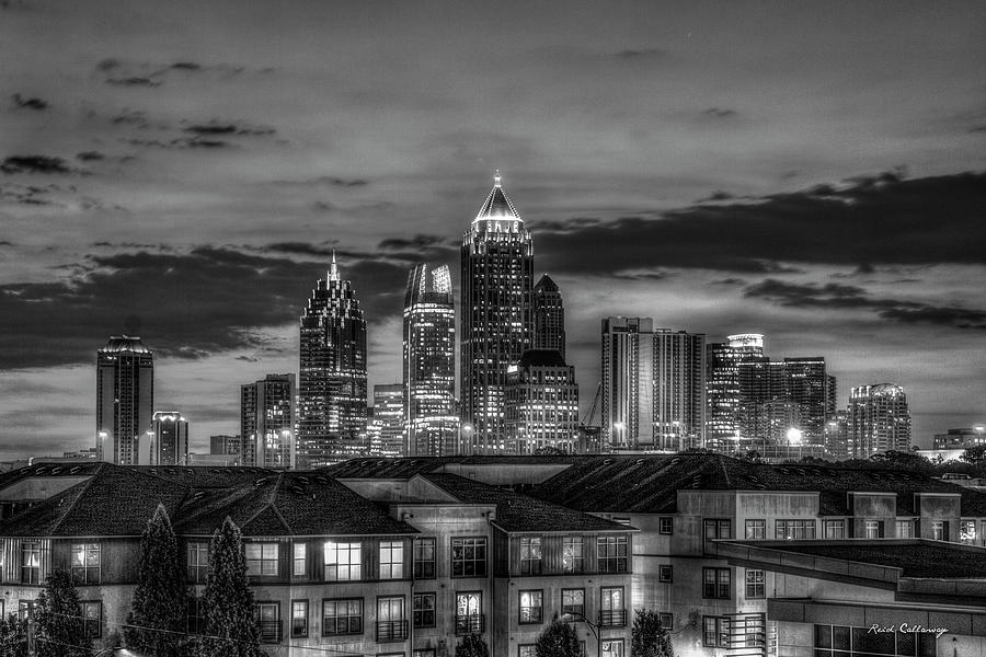 Midtown Atlanta 888 B W Towering Over Atlantic Commons Architectural Cityscape Art Photograph by Reid Callaway