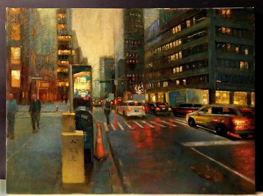 Car Painting - Midtown Manhattan Dusk by Hall Groat II