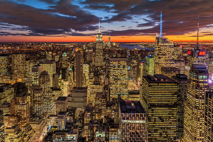 Midtown Manhattan Skyline At Sunset New York Usa Photograph By