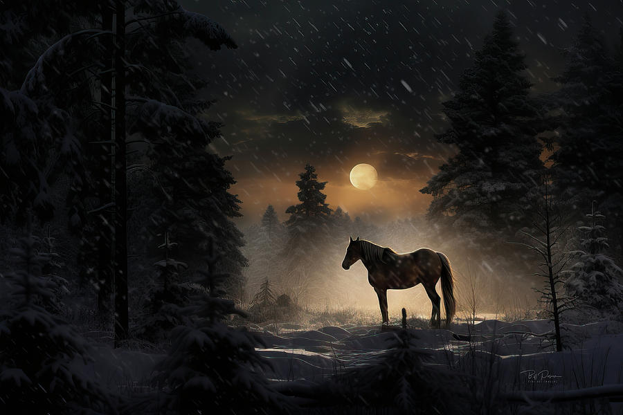Midwinter Equine Moon Digital Art by Bill Posner