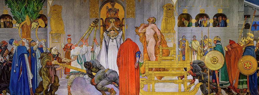 Midwinters Sacrifice, Midvinterblot, Vikings, 1915 Painting by Carl Larsson