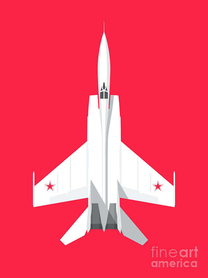 Jet Digital Art - MiG-25 Foxbat Interceptor Jet Aircraft - Crimson by Organic Synthesis