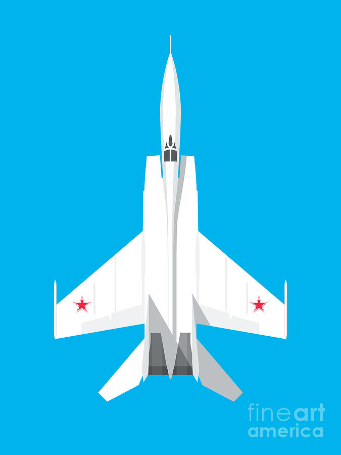 Jet Digital Art - MiG-25 Foxbat Interceptor Jet Aircraft - Cyan by Organic Synthesis