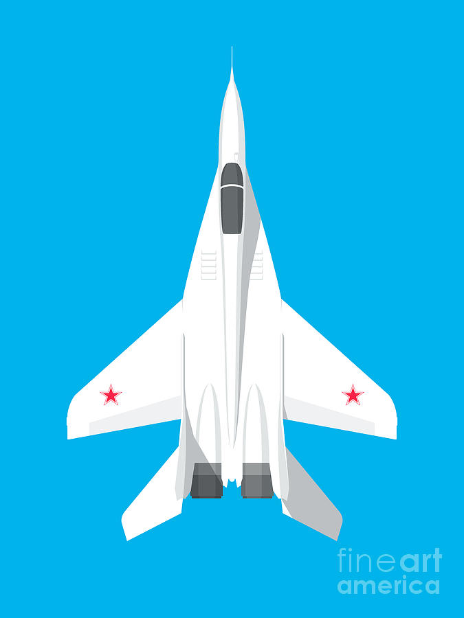 Jet Digital Art - MiG-29 Fulcrum Jet Aircraft - Cyan by Organic Synthesis