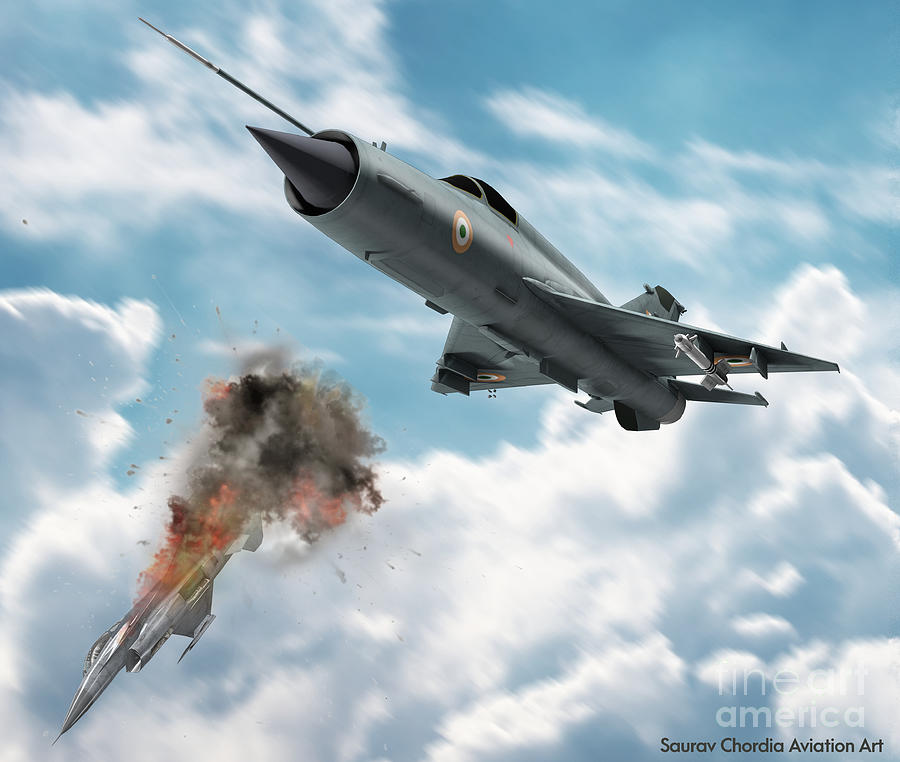 Mig21 and F16 dogfight Digital Art by Saurav Chordia | Pixels