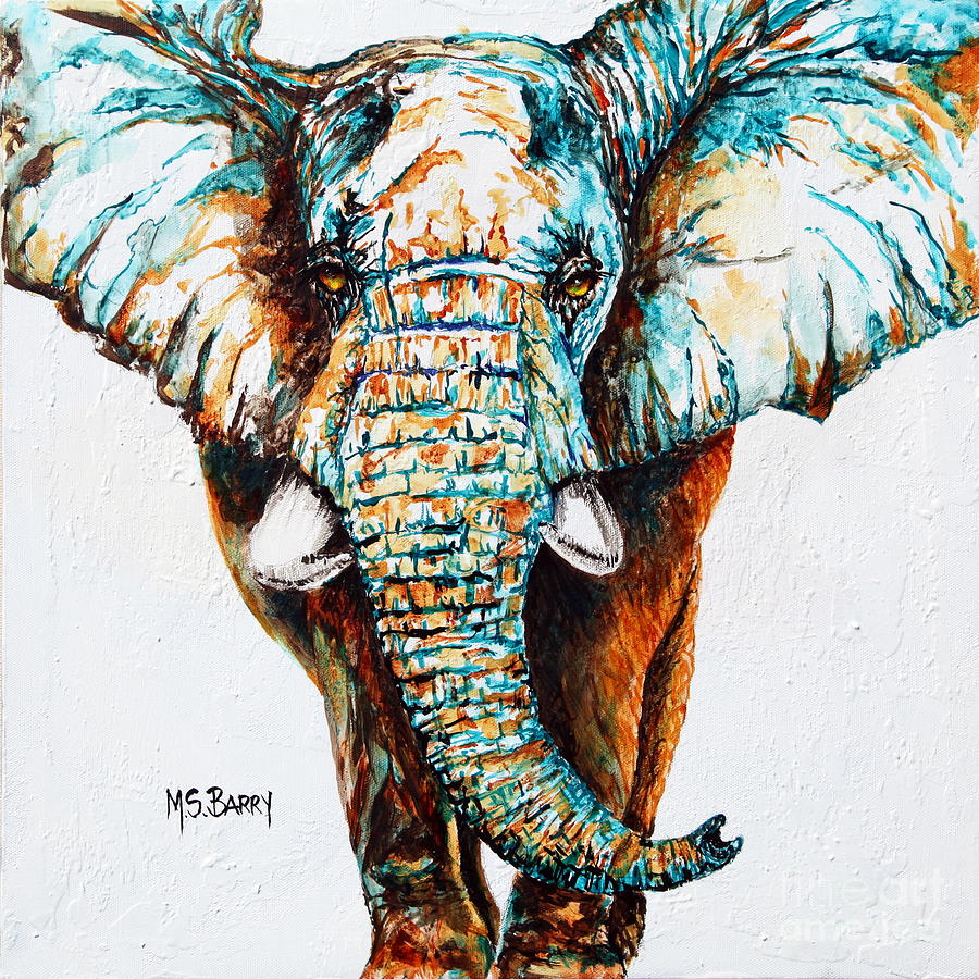 Wildlife Painting - Mighty Elephant by Maria Barry