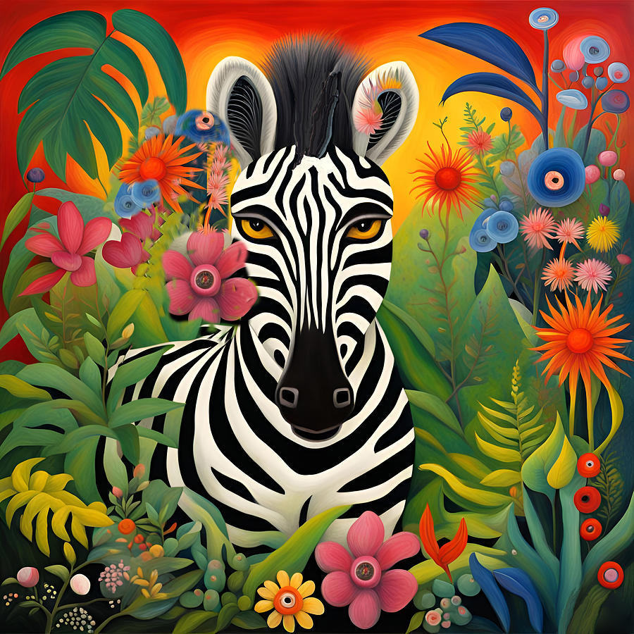 Mighty Jungle Zebra Mixed Media by Lesa Fine