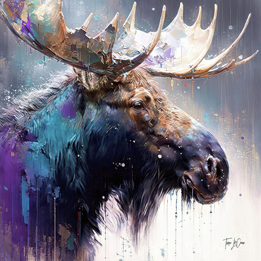 Mighty Moose Painting by Tina LeCour