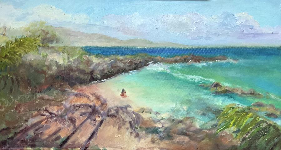 Mikana Swimming withMom Painting by Margaret Elliott