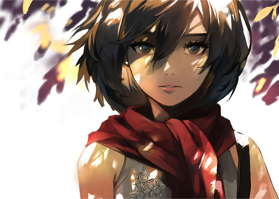 Mikasa Portrait Face Digital Art by Michael Anime