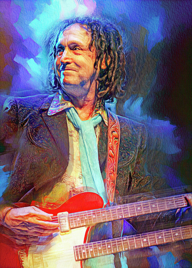 Mike Campbell Guitarist Mixed Media by Mal Bray