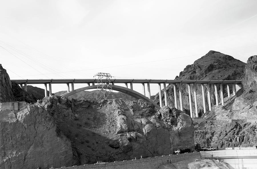 Mike OCallaghan Pat Tillman Memorial Bridge Nevada BW Photograph by Bob Pardue