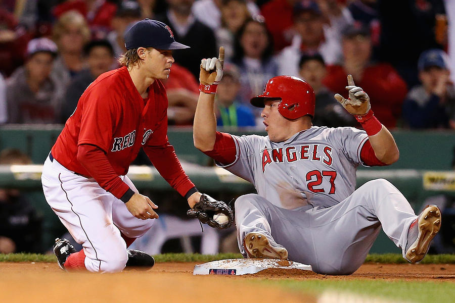 Mike Trout and Brock Holt Photograph by Maddie Meyer