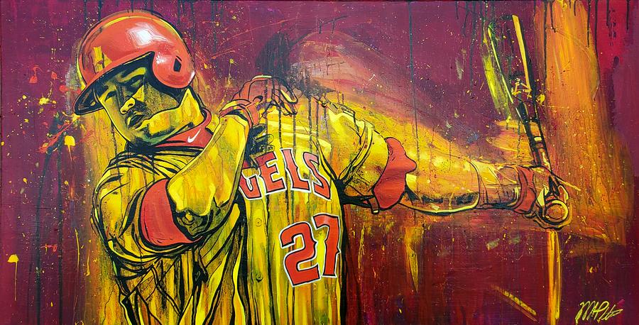 Mike Trout Painting - Mike Trout Los Angeles Angels of Anaheim - The Swing by Michael Pattison