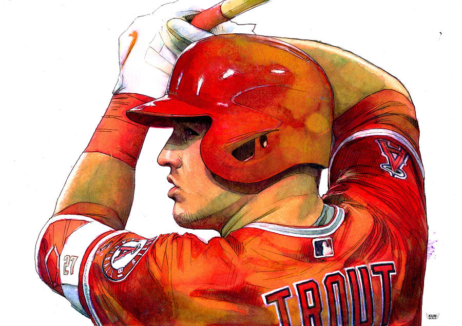 Mike Trout Painting by Wachira Kacharat