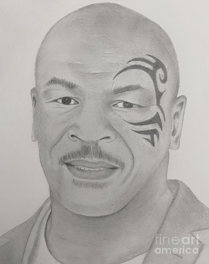 Mike Tyson Black and White Sketch Art Print by Pdubs | Society6