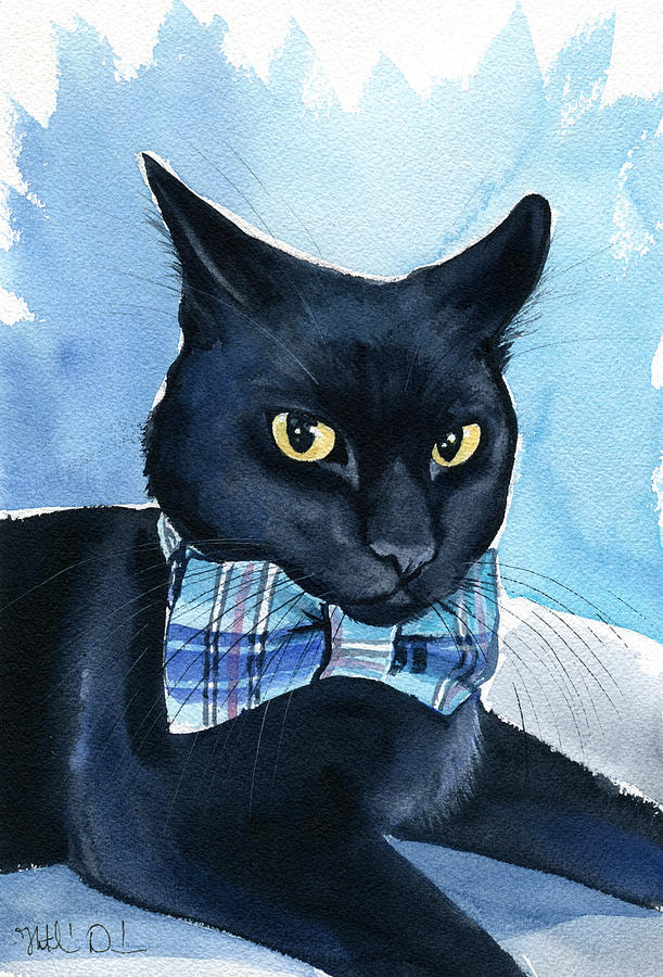 Mikey - Black Cat Painting Painting by Dora Hathazi Mendes