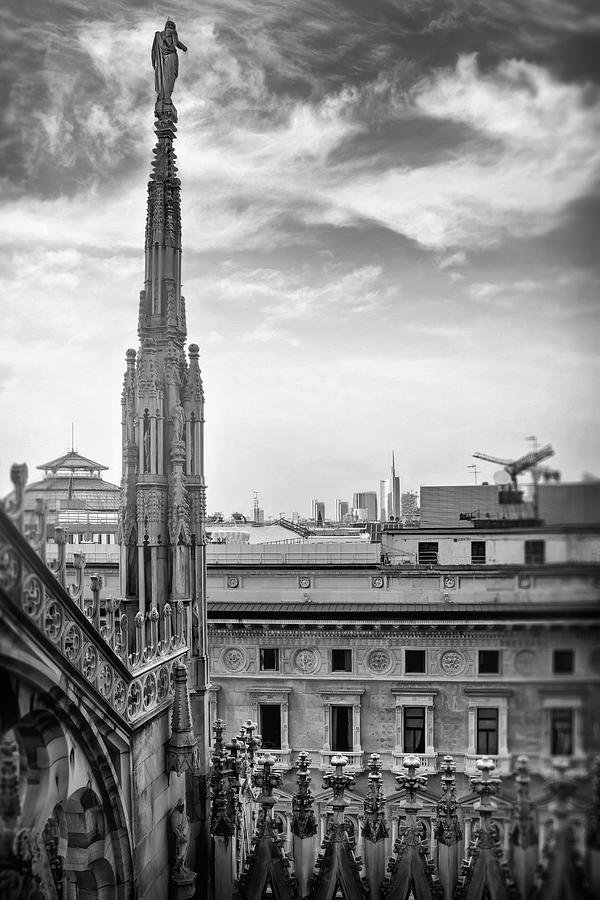 Milan Italy Old and New Black and White  Photograph by Carol Japp