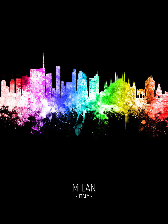 Milan Italy Skyline #01 Digital Art by Michael Tompsett