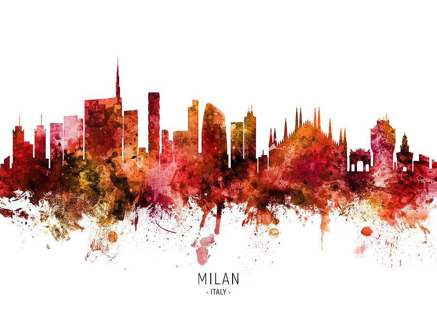 Milan Italy Skyline #19 Digital Art by Michael Tompsett