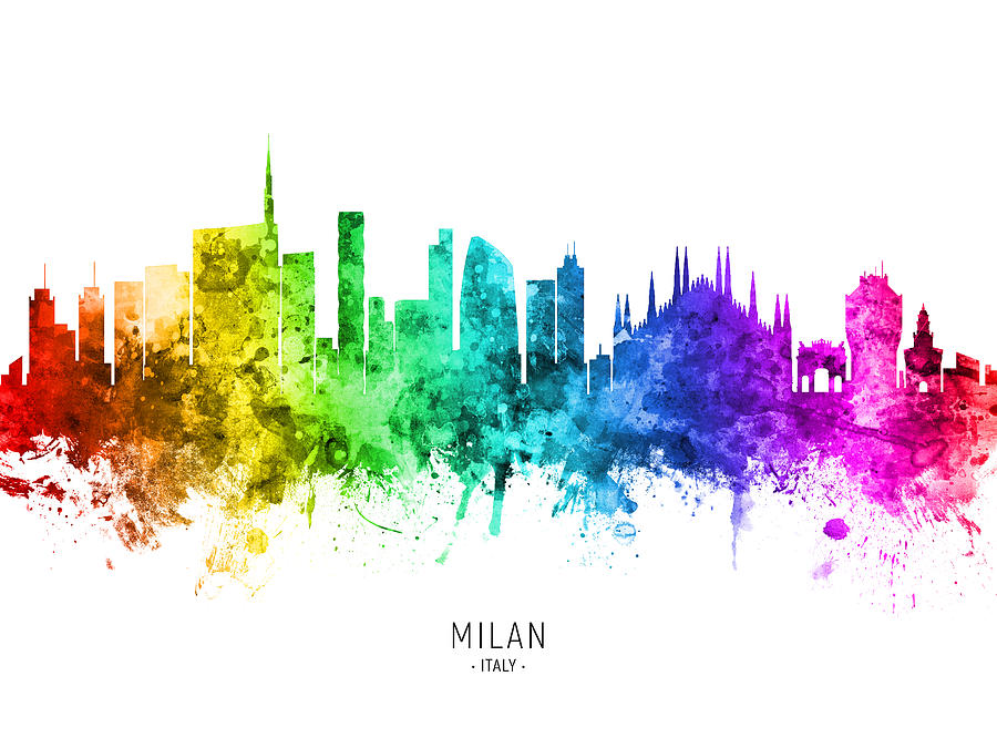 Milan Italy Skyline #23 Digital Art by Michael Tompsett