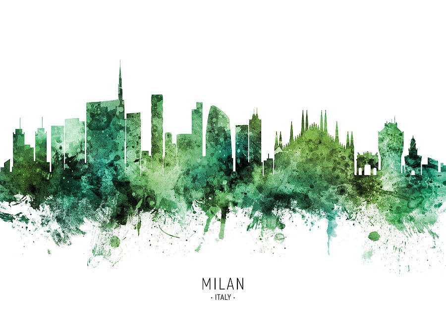Milan Italy Skyline #97 Digital Art by Michael Tompsett