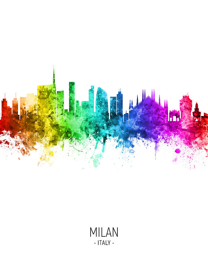 Milan Italy Skyline #98 Digital Art by Michael Tompsett