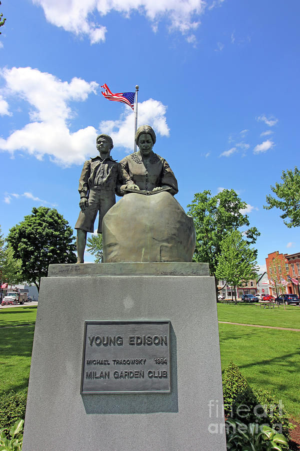 Milan Square Statue of Young Thomas Edison 6695 Photograph by Jack Schultz
