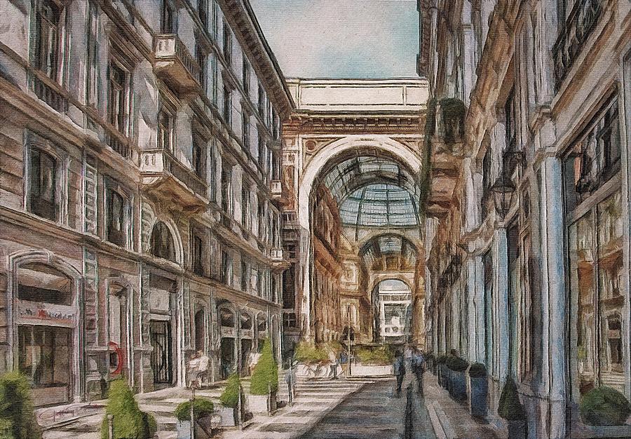 Milan Street Scene Painting by Jeffrey Kolker