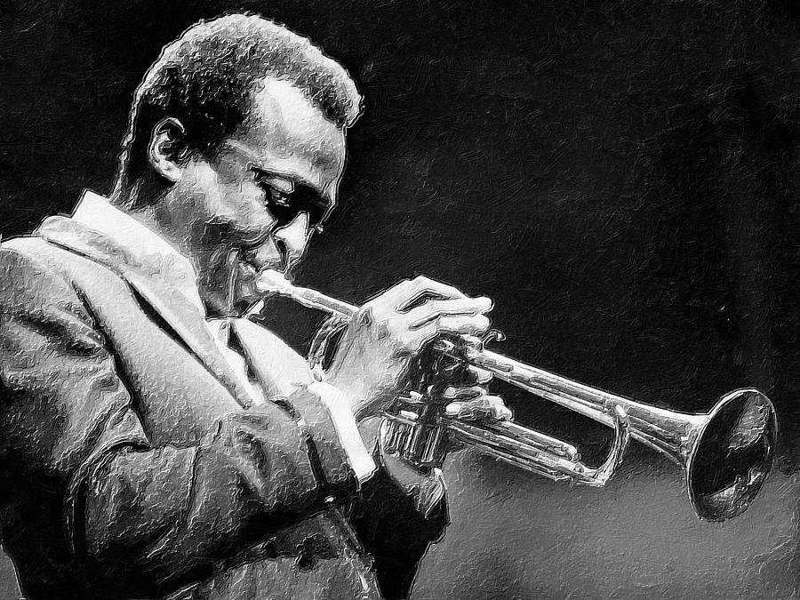 Miles Davis And Trumpet 2 Painting by Tony Rubino