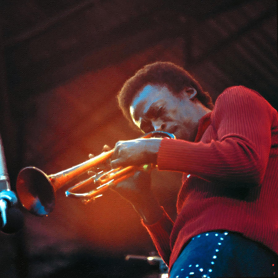 Miles Davis And Trumpet Red Painting by Tony Rubino