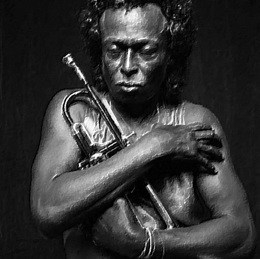 Miles Davis And Trumpet Painting by Tony Rubino