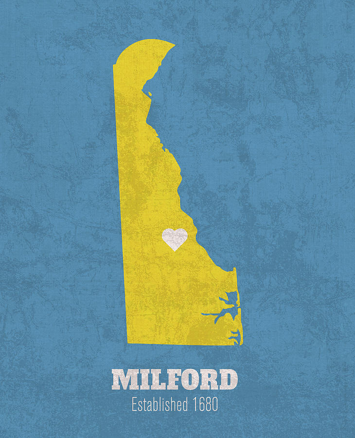 Milford Delaware City Map Founded 1680 University of Delaware Color ...