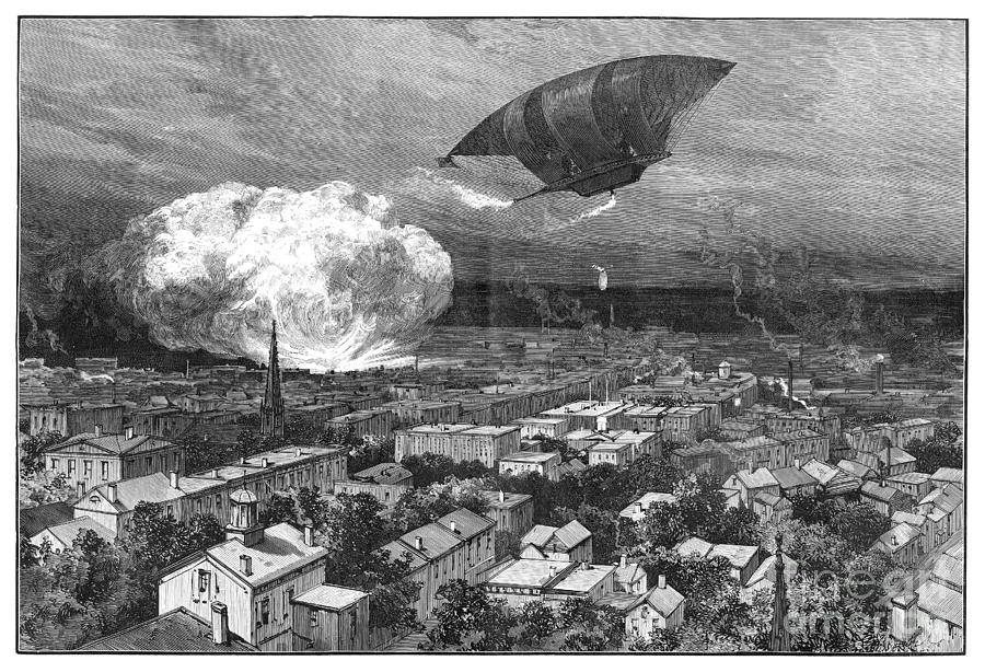 Military Airship, 1885 Drawing by Russell Thayer