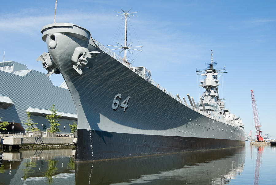Military Battleship Docked at Norfolk, VA, Navy USS Wisconsin Photograph by Catnap72