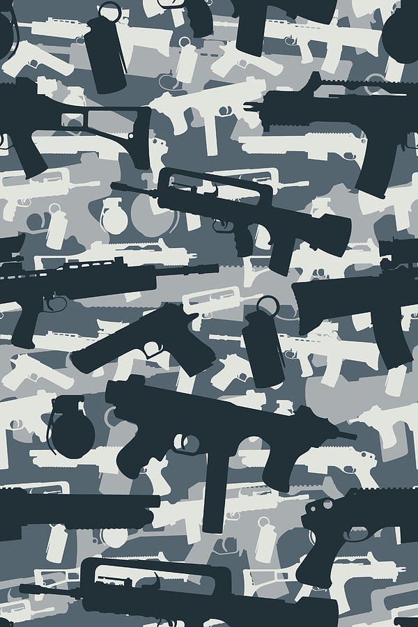 Military Camouflage Neck Gator Gray Camo Weapons Digital Art by Stacy ...