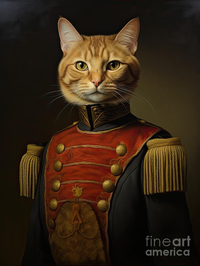 Military cat portrait Digital Art by Ji Wong - Fine Art America