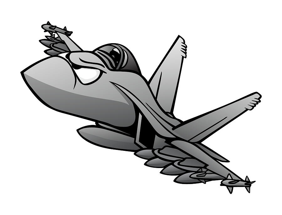 Military Fighter Attack Jet Airplane Cartoon Digital Art by Jeff Hobrath -  Fine Art America