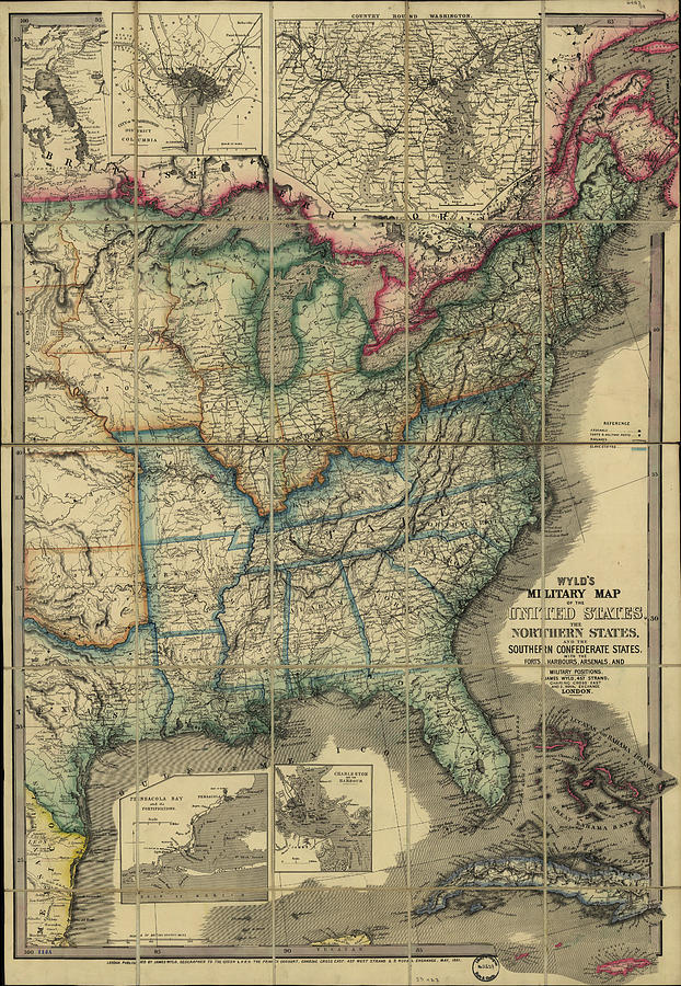 Map Drawing - Military Map of the United states 1861 by Vintage Maps