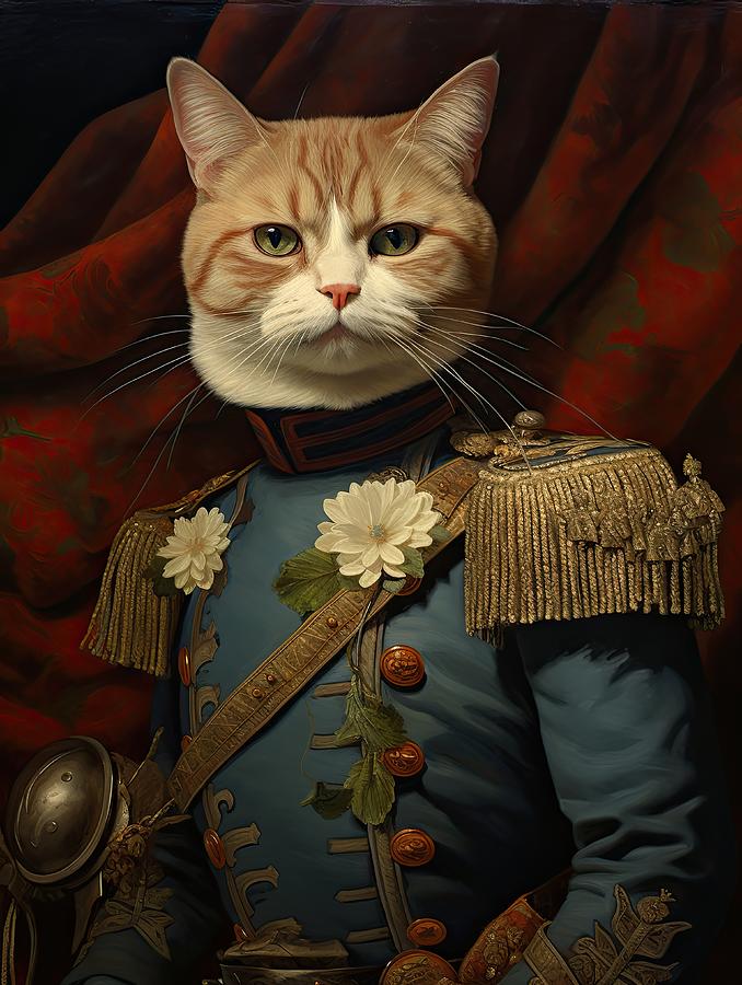 Military renaissance cat portrait Painting by Ji Wong - Fine Art America