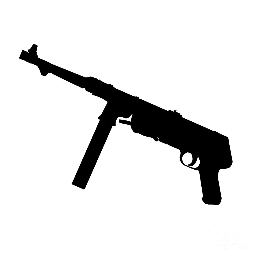 Military Style Machinegun Silhouette Digital Art by Bigalbaloo Stock ...