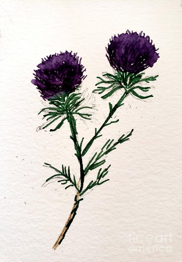 Milk Thistle Painting by Margaret Welsh Willowsilk