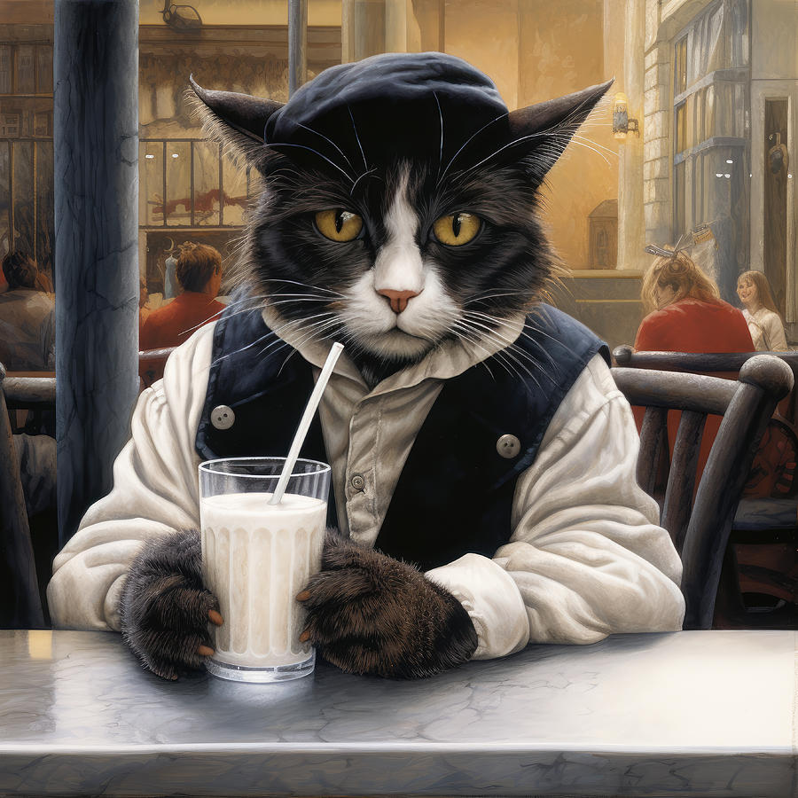 Cat Painting - Milkshake for the Cat by My Head Cinema
